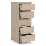 Naia Narrow Chest of 5 Drawers in Jackson Hickory Oak