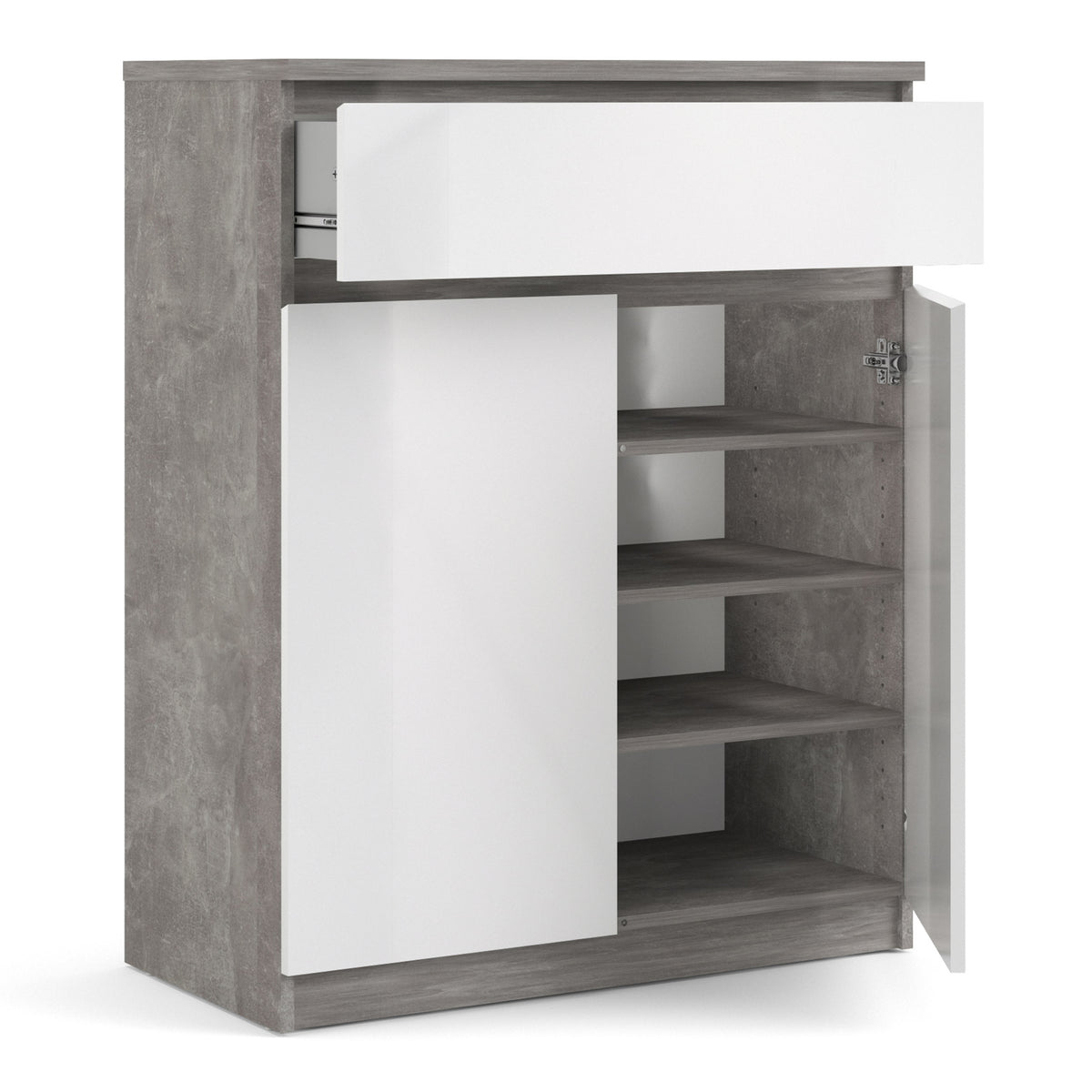 Naia Sideboard 1 Drawer 2 Doors in Concrete and White High Gloss