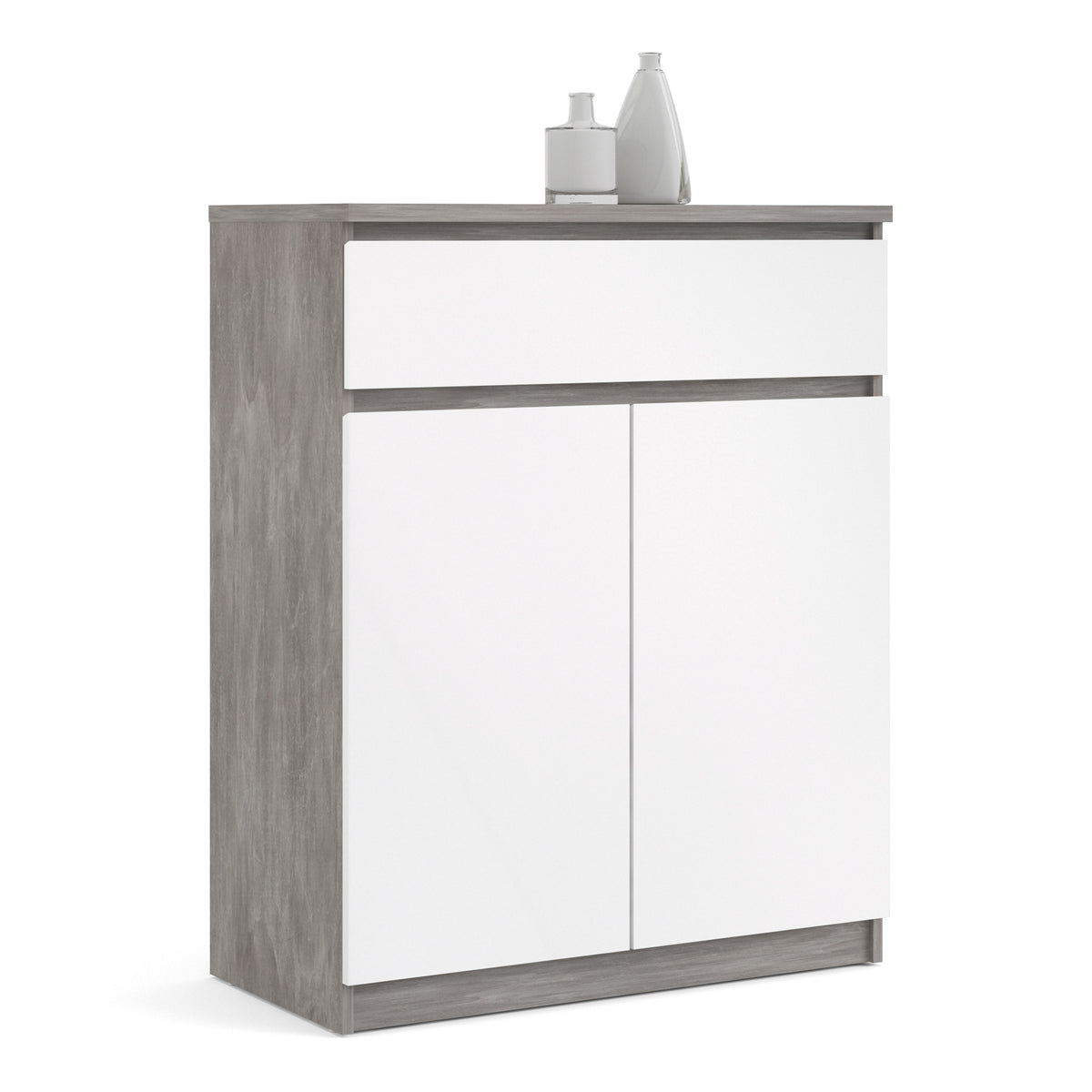 Naia Sideboard 1 Drawer 2 Doors in Concrete and White High Gloss