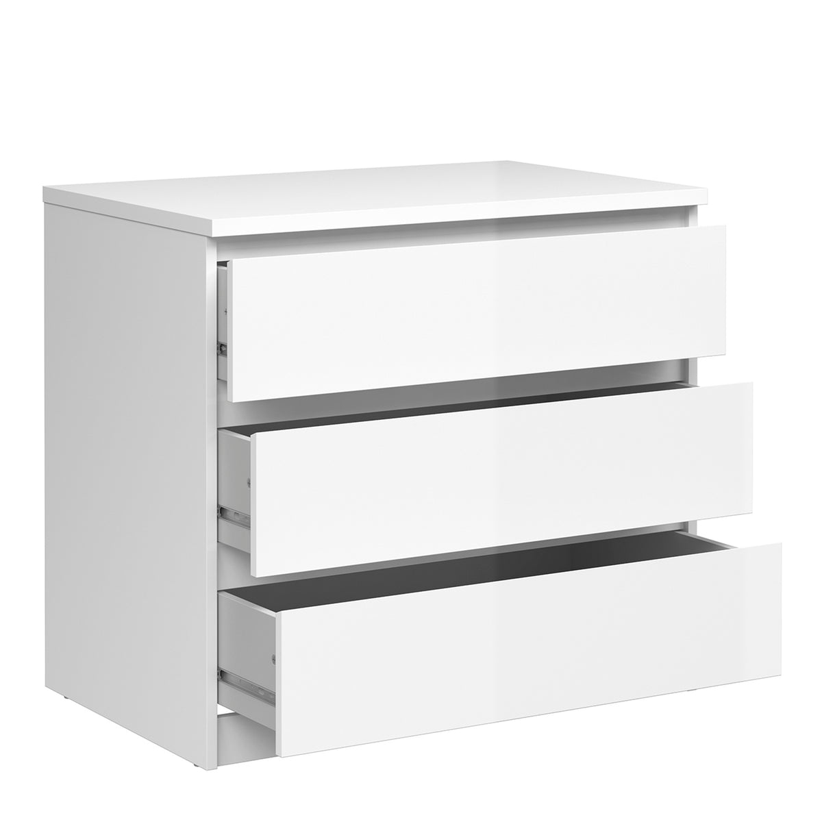 Naia Chest of 3 Drawers in White High Gloss