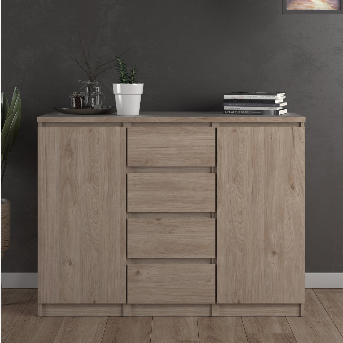 Naia Sideboard4 Drawers 2 Doors in Jackson Hickory Oak