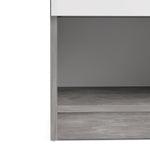 Naia Bedside 1 Drawer 1 Shelf in Concrete and White High Gloss