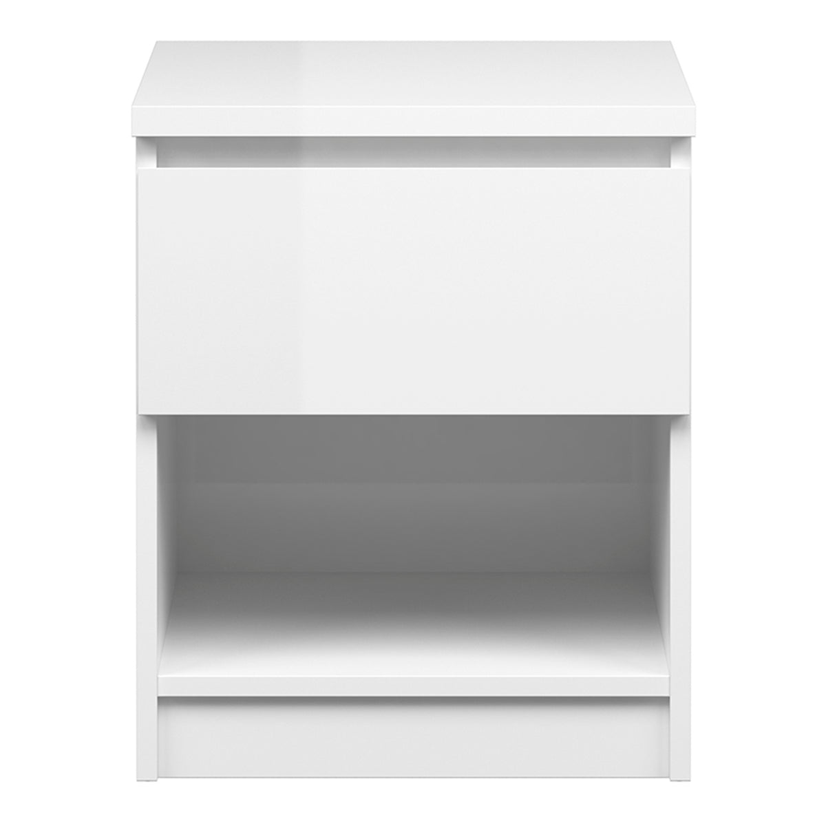 Naia Bedside 1 Drawer 1 Shelf in White High Gloss