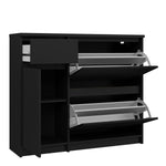 Naia Shoe Cabinet with 2 Shoe Compartments, 1 Door and 1 Drawer in Black Matt