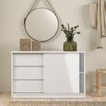 Naia Storage Unit with 1 Sliding Door and 3 Drawers in White High Gloss