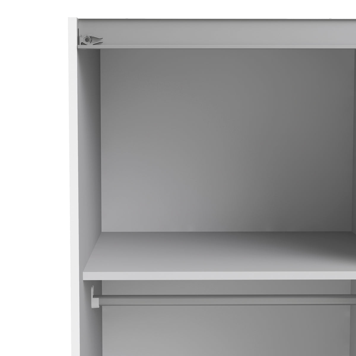 Verona Sliding Wardrobe 120cm in White with White Doors with 2 Shelves