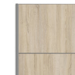 Verona Sliding Wardrobe 120cm in White with Oak Doors with 5 Shelves