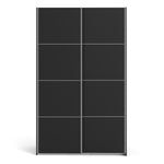 Verona Sliding Wardrobe 120cm in Black Matt with Black Matt Doors with 5 Shelves