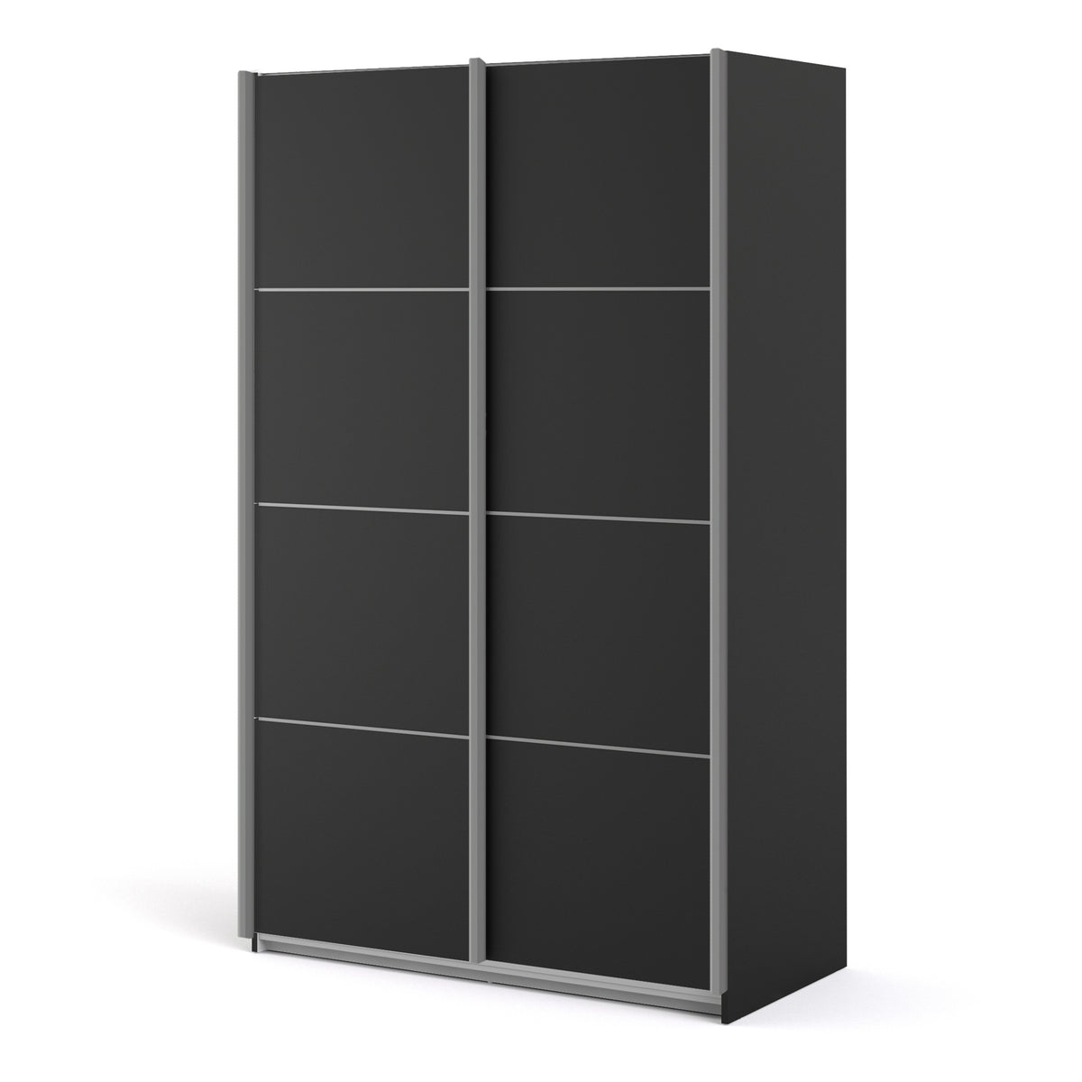 Verona Sliding Wardrobe 120cm in Black Matt with Black Matt Doors with 5 Shelves