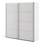 Verona Sliding Wardrobe 180cm in White with White Doors with 2 Shelves