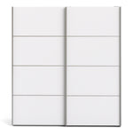 Verona Sliding Wardrobe 180cm in White with White Doors with 5 Shelves