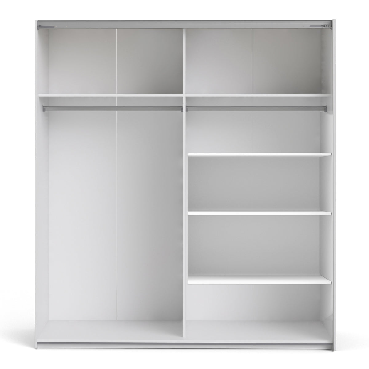 Verona Sliding Wardrobe 180cm in White with Oak Doors with 5 Shelves