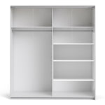 Verona Sliding Wardrobe 180cm in White with White and Mirror Doors with 5 Shelves