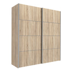 Verona Sliding Wardrobe 180cm in Oak with Oak Doors with 5 Shelves