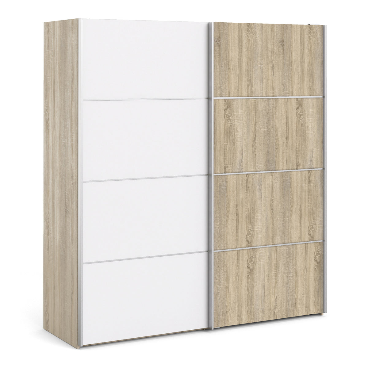 Verona Sliding Wardrobe 180cm in Oak with White and Oak doors with 5 Shelves