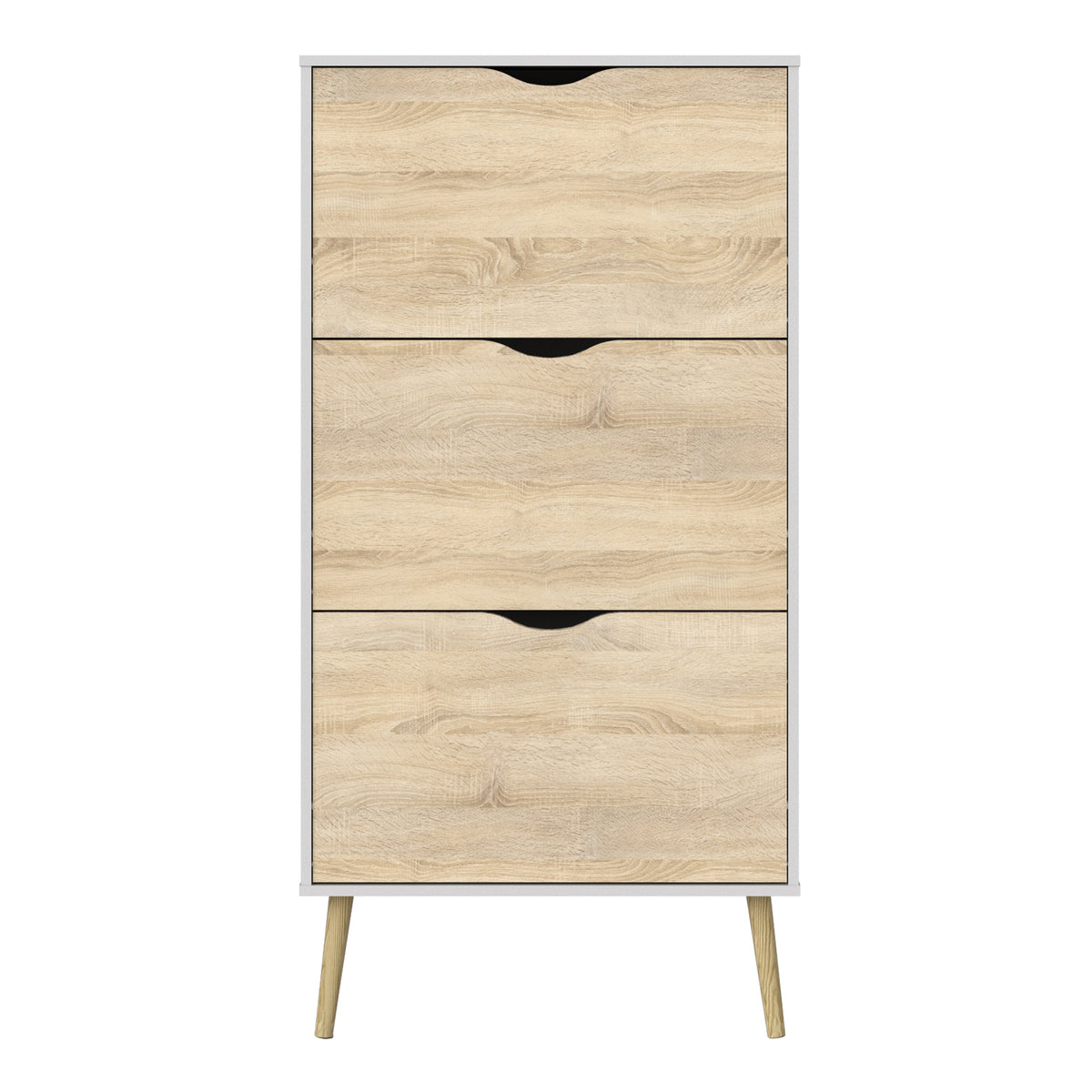 Oslo Shoe Cabinet 3 Drawers in White and Oak