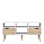 Oslo TV Unit - Wide - 2 Drawers 4 Shelves in White and Oak