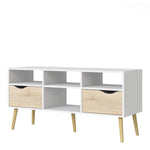 Oslo TV Unit - Wide - 2 Drawers 4 Shelves in White and Oak