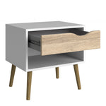 Oslo Bedside 1 Drawer in White and Oak