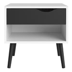 Oslo Bedside 1 Drawer in White and Black Matt