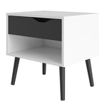 Oslo Bedside 1 Drawer in White and Black Matt