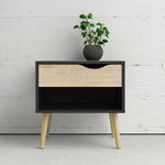 Oslo Bedside 1 Drawer in Black and Oak