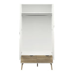 Oslo Wardrobe 2 Doors 2 Drawers in White and Oak