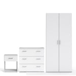 Space 3 Piece Bundle, Bedside, Chest and 2 Door Wardrobe in White