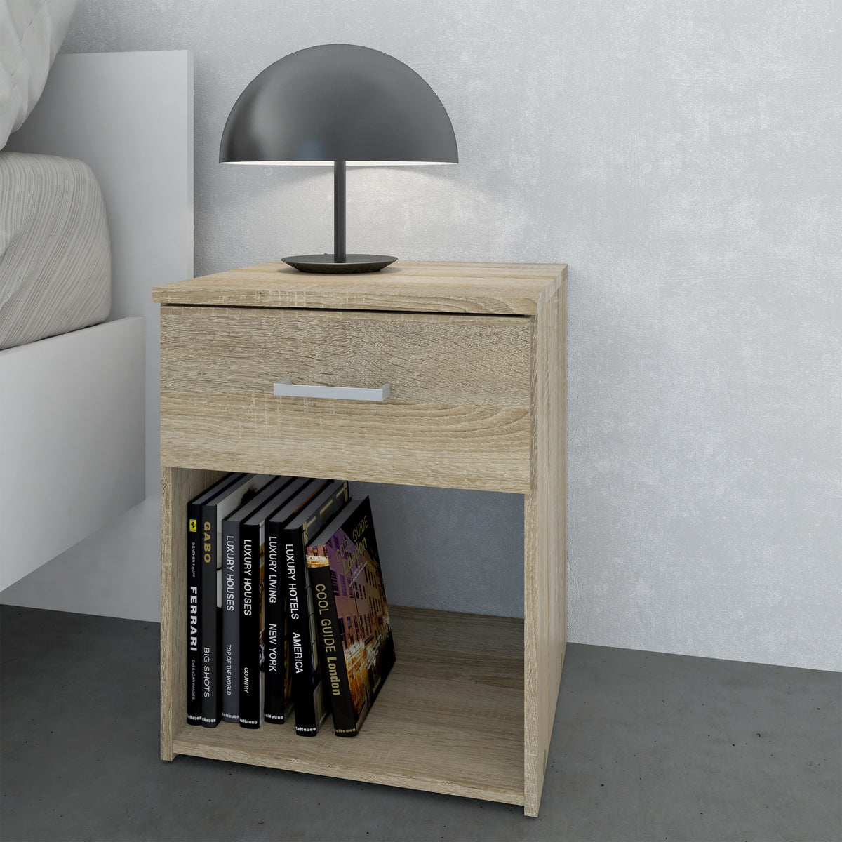 Space Bedside 1 Drawer in Oak