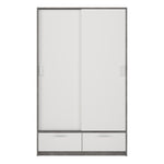 Line Wardrobe with 2 Doors + 2 Drawers in White and Concrete