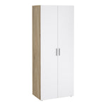 Pepe 3 Piece Bundle, Bedside, Chest and 2 Door Wardrobe in Oak and White High Gloss