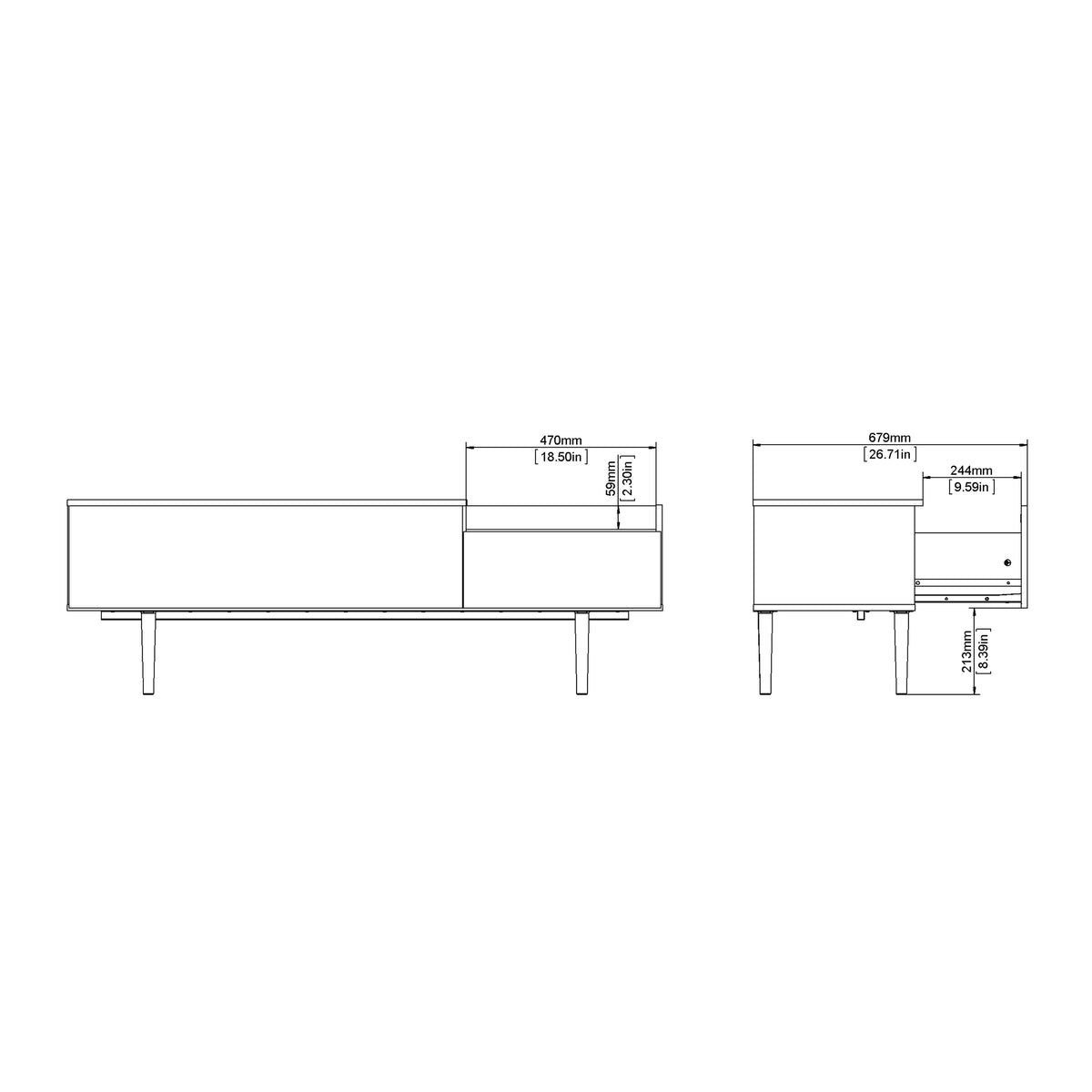 Unit Sideboard 2 Drawers 3 Doors in White and Walnut