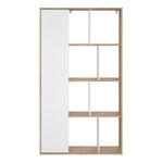 Maze Bookcase with 1 Door in Jackson Hickory and White High Gloss