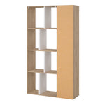 Maze Bookcase with 1 Door in Jackson Hickory and White High Gloss