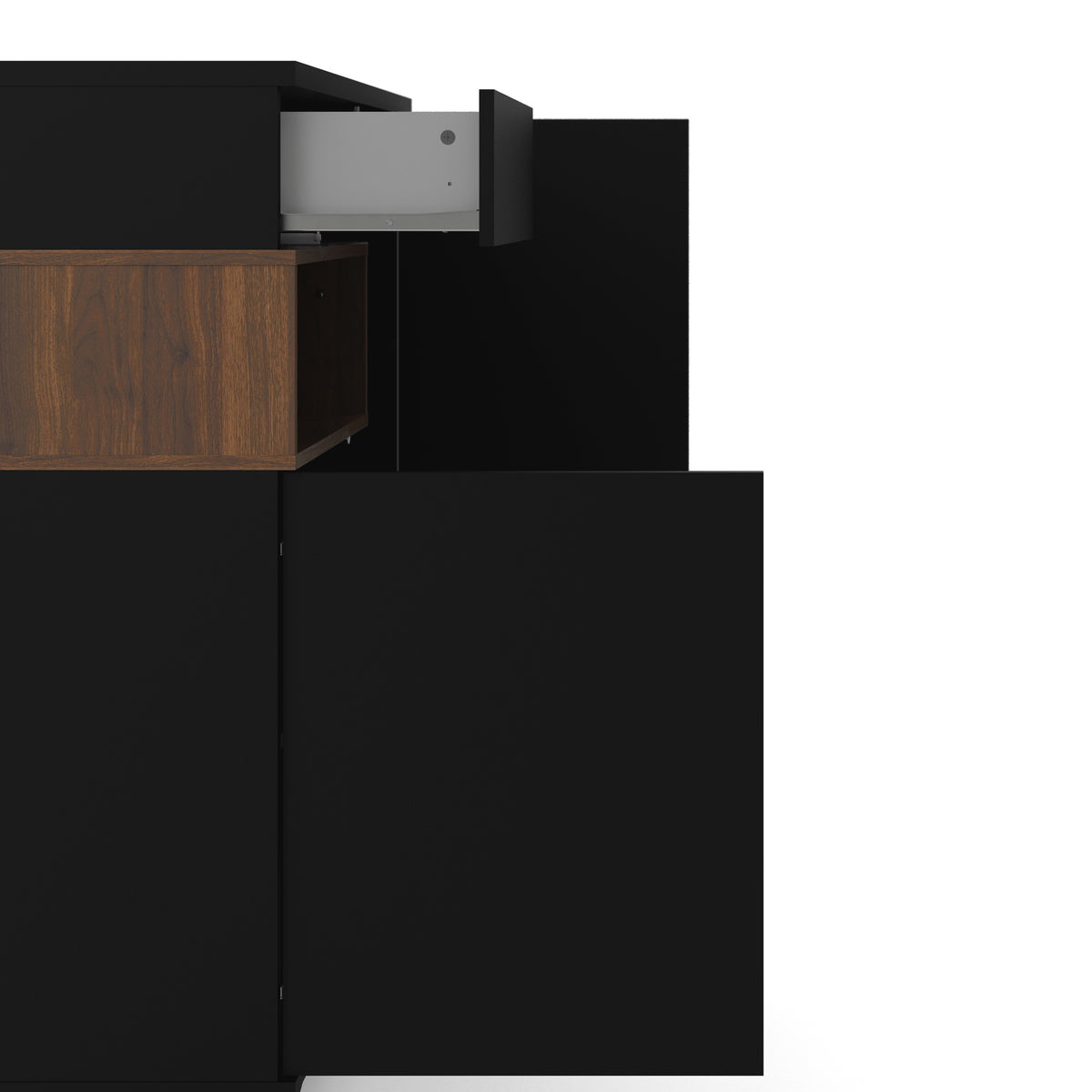 Roomers Sideboard 2 Drawers 1 Door in Black and Walnut