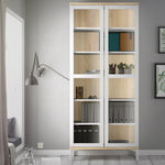 Roomers Display Cabinet Glazed 2 Doors in White and Oak