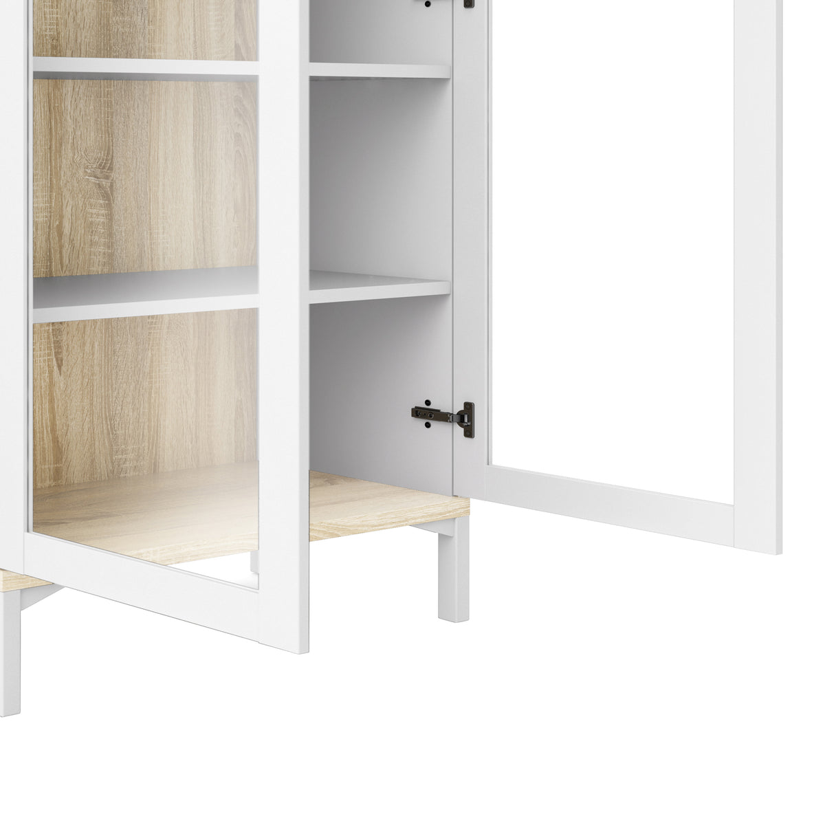 Roomers Display Cabinet Glazed 2 Doors in White and Oak