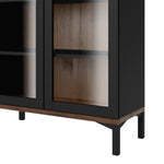 Roomers Display Cabinet Glazed 2 Doors in Black and Walnut