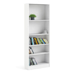 Basic Tall Wide Bookcase (4 Shelves) in White