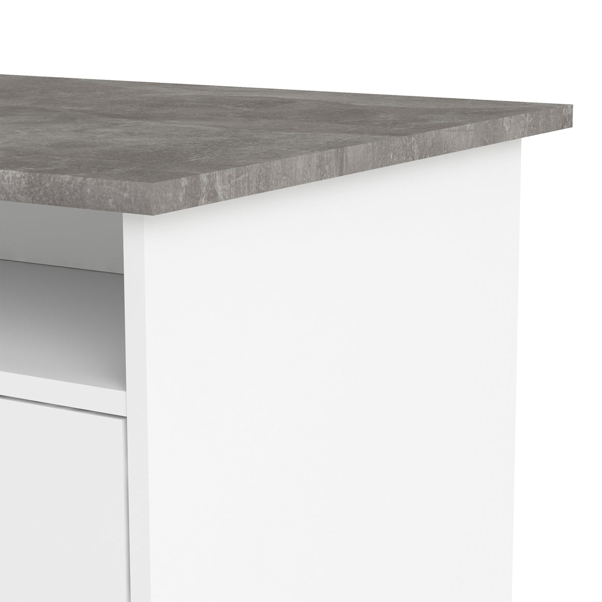 Function Plus Desk 4 Drawer 1 Door in White and Grey