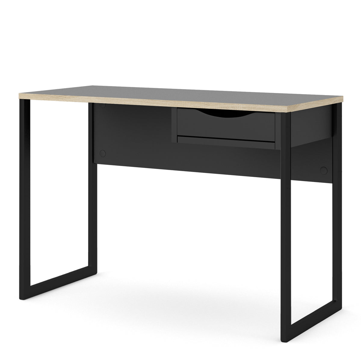 Function Plus Desk 1 Drawer in Black with Oak Trim