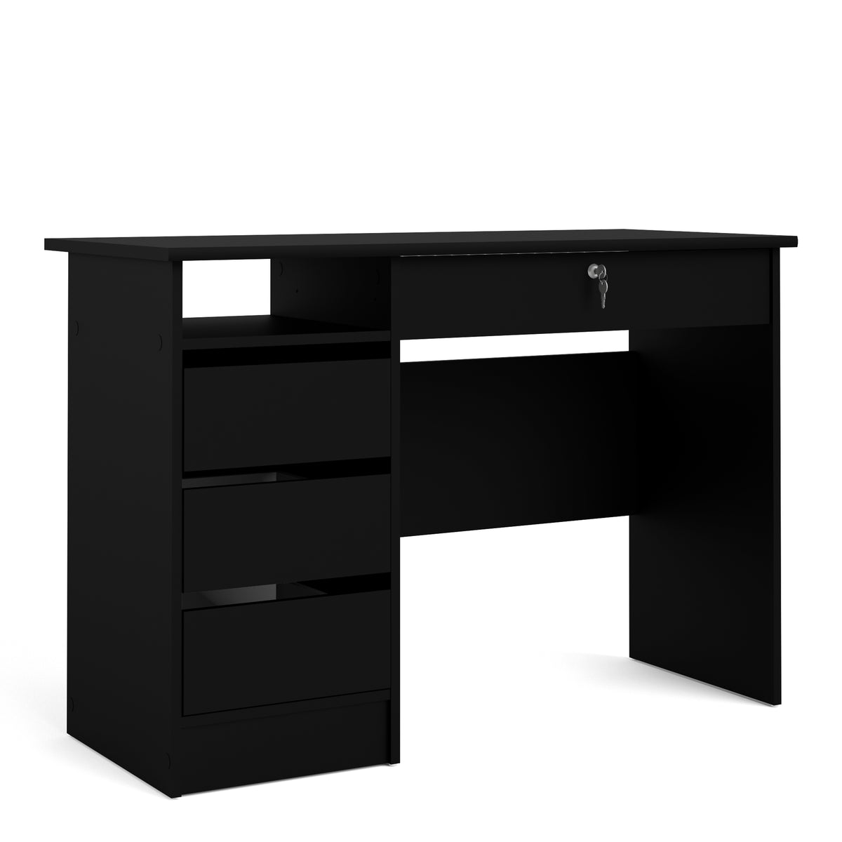 Function Plus Desk (3+1) handle free Drawer in Black