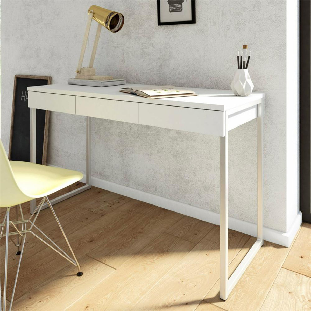 Function Plus Desk 3 Drawers in White