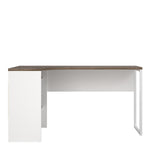 Function Plus Corner Desk 2 Drawers in White and Truffle Oak