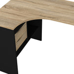 Function Plus Corner Desk 2 Drawers in Black Matt and Oak