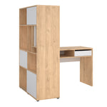 Function Plus Corner Desk with Bookcase Jackson Hickory/White