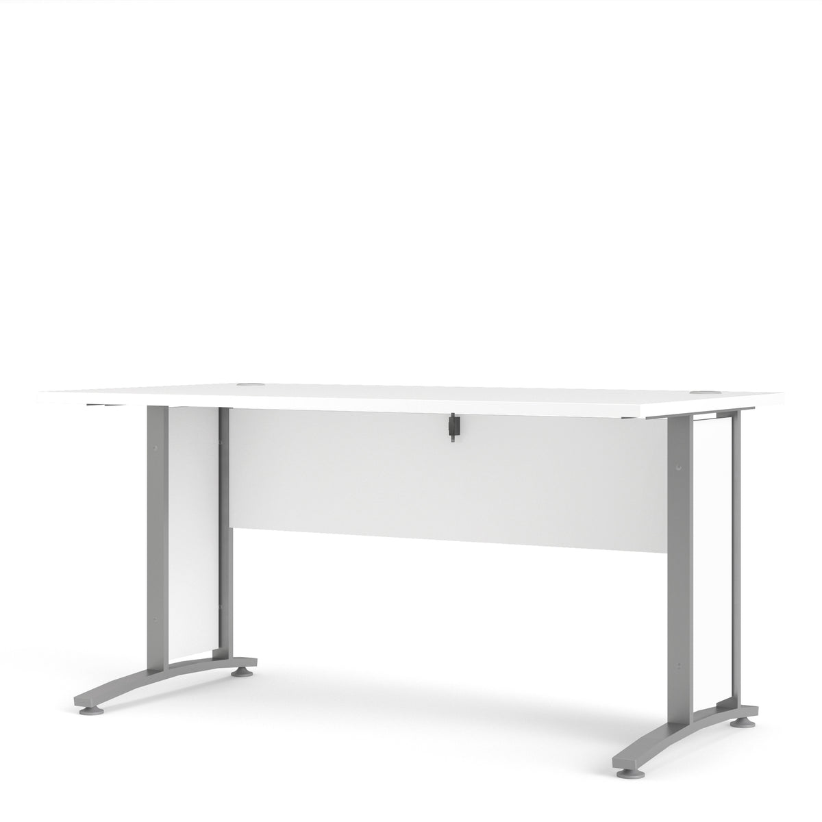 Prima Desk 150 cm in White with Silver grey steel legs