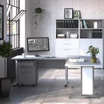 Prima Desk 150 cm in White with Silver grey steel legs