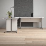 Prima Desk 150 cm in White with Silver grey steel legs