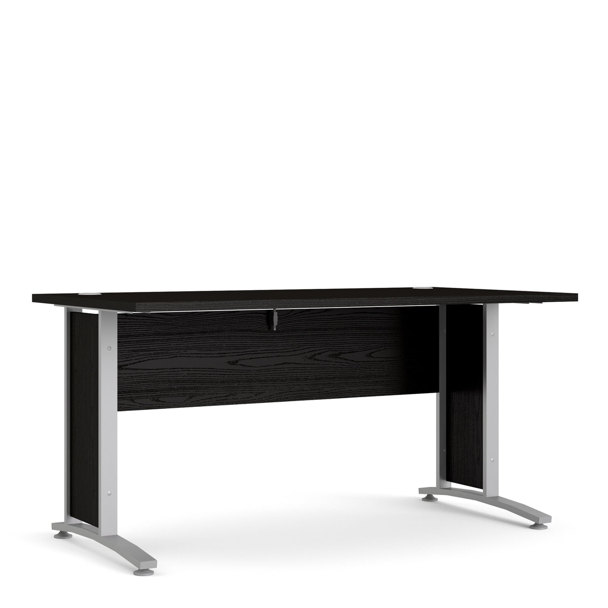 Prima Desk 150 cm in Black woodgrain with Silver grey steel legs